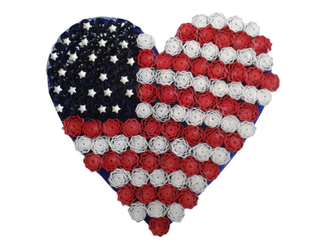Quilling US Flag Heart Decor